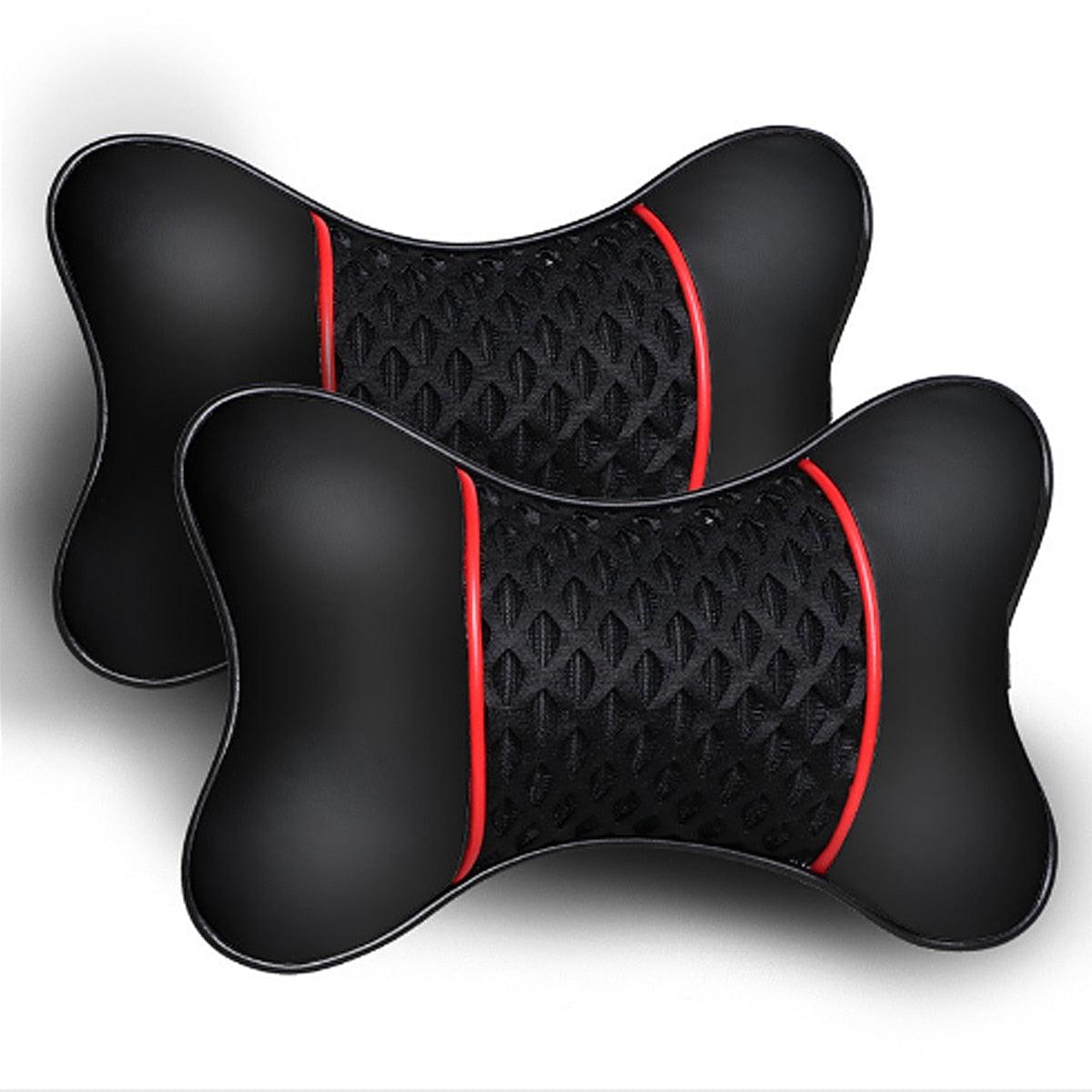PU Leather Car Neck Pillow – Headrest Cushion (Set of 2)