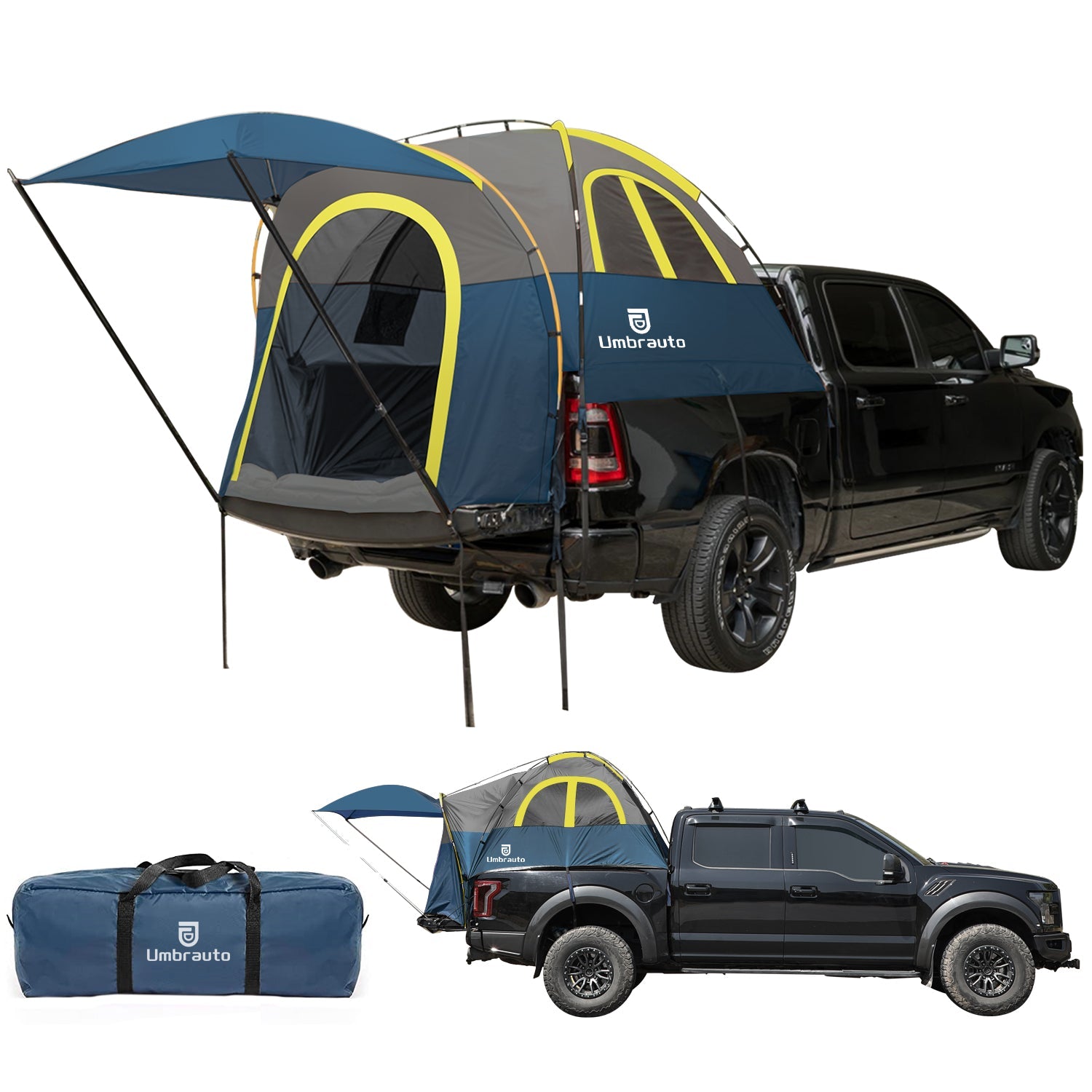 Truck Bed Tent with Awning,Fits 6.4-6.7 ft Truck Beds | PU3000mm Waterproof Pickup Tent