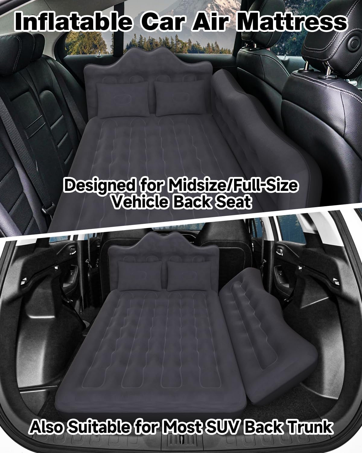 Inflatable Car Air Mattress for SUV, Truck & Van – with Pump & Pillows