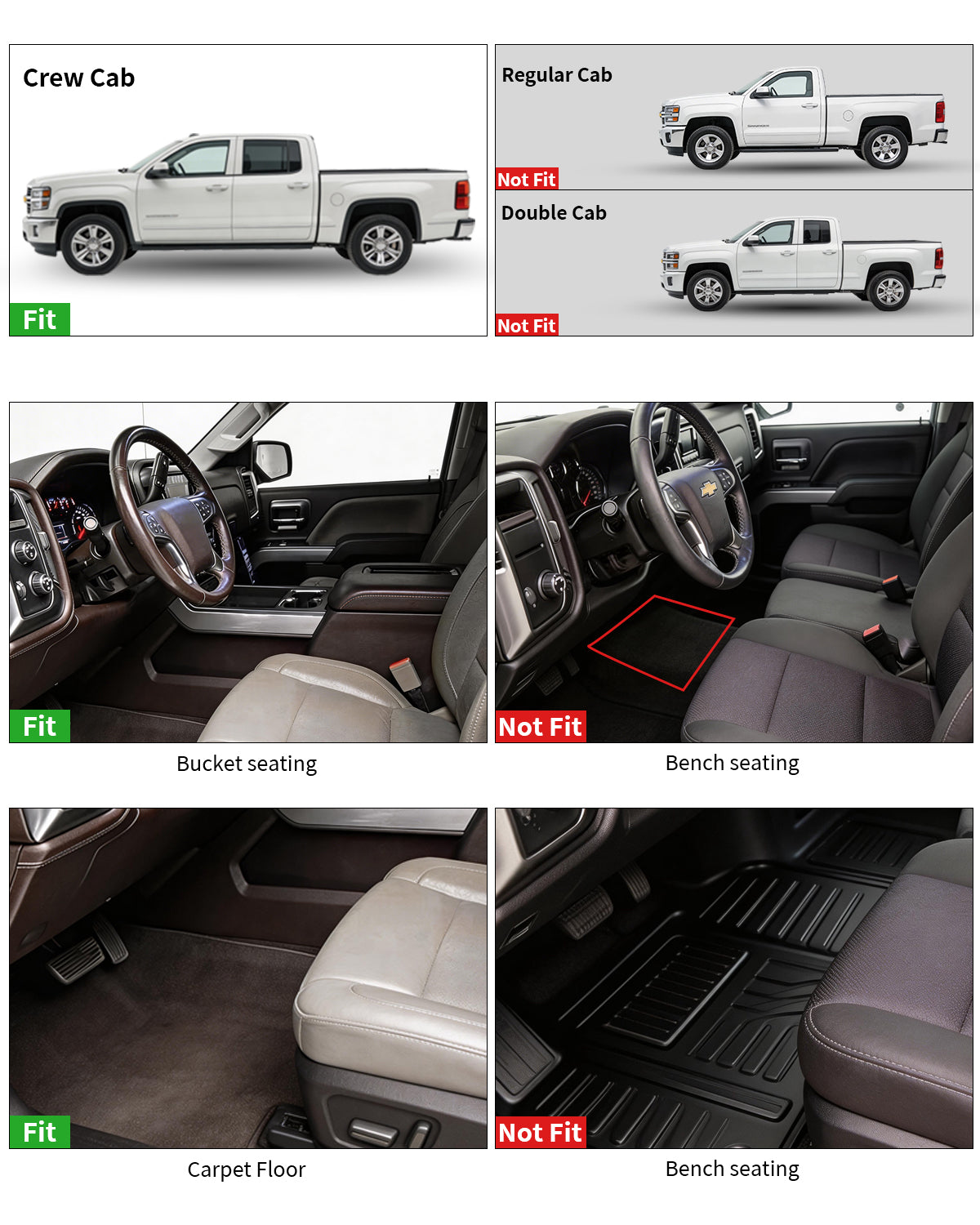 TPE All-Weather Floor Mats for Chevy Silverado & GMC Sierra Crew Cab
