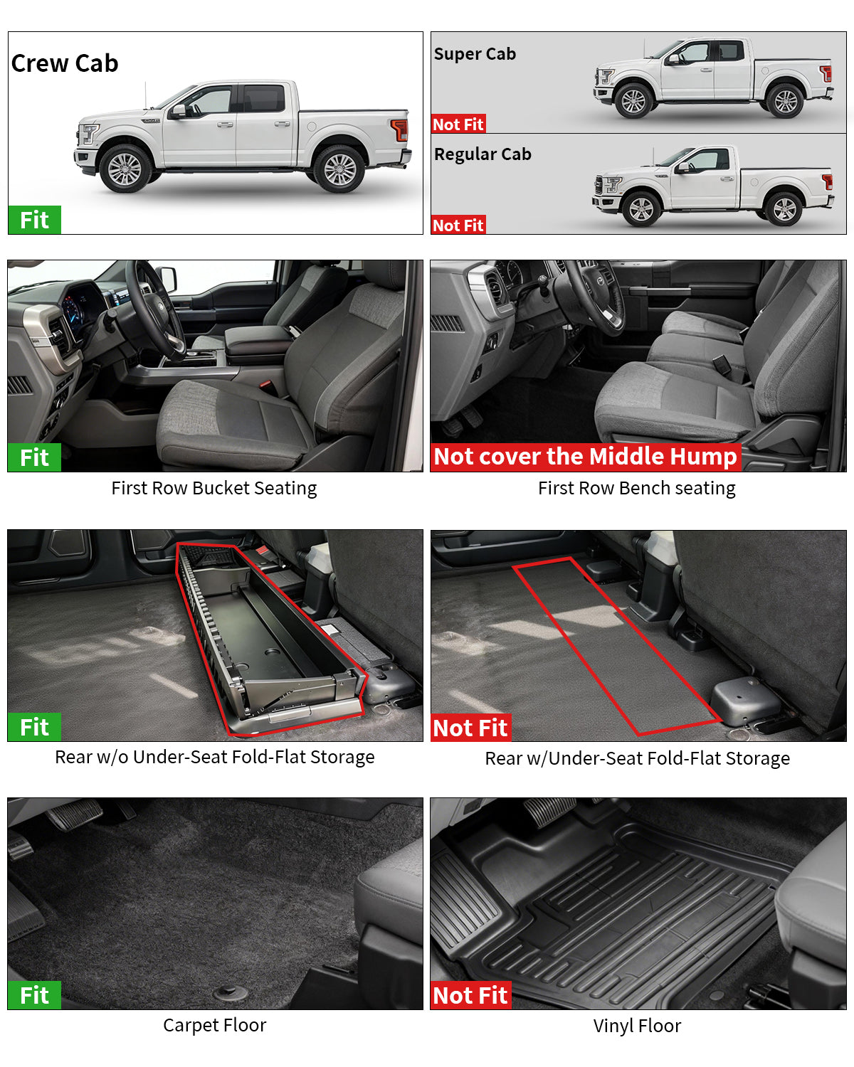 TPE All-Weather Floor Mats for Ford Super Duty F250/F350/F450 (2017–2026)