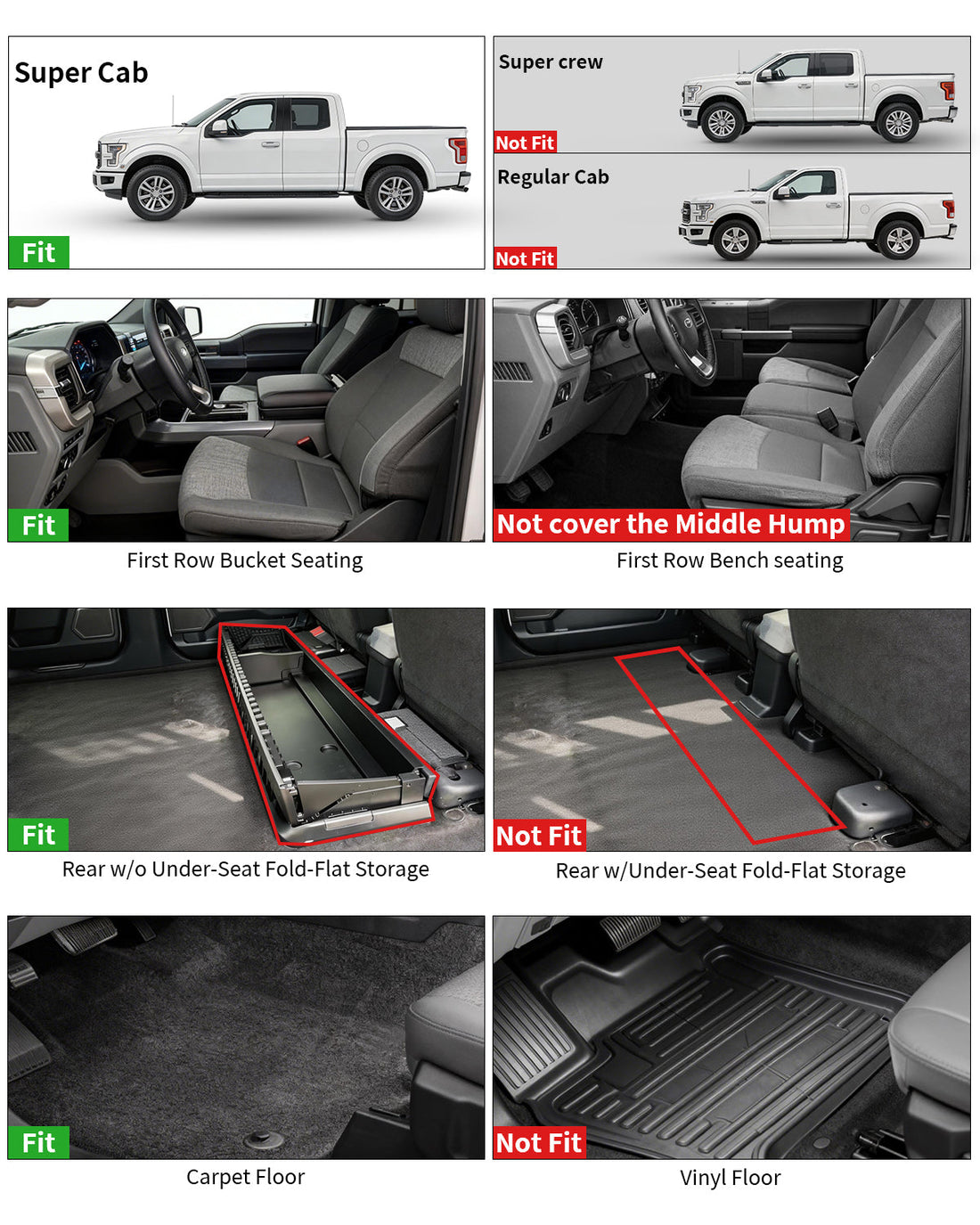 TPE All-Weather Floor Mats for Ford F150 SuperCab (2015–2026)