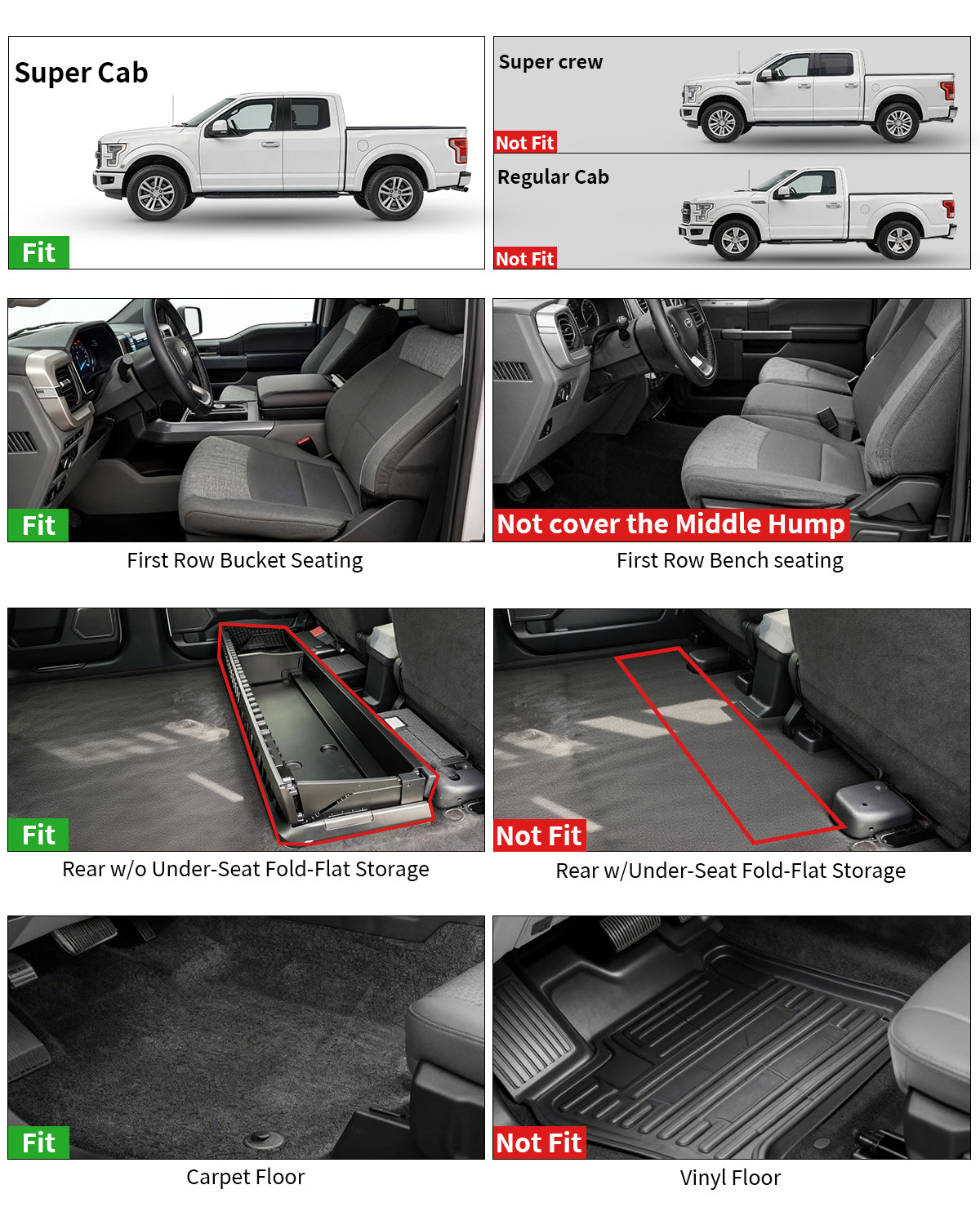 TPE All-Weather Floor Mats for Ford F150 SuperCab (2015–2026)