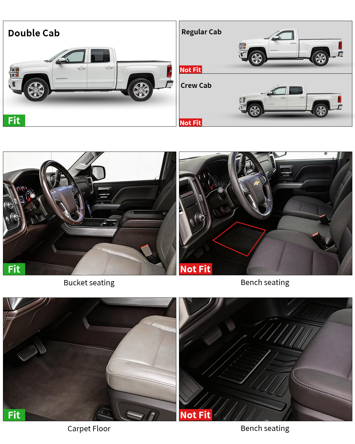 TPE All-Weather Floor Mats for Chevy Silverado & GMC Sierra Double Cab