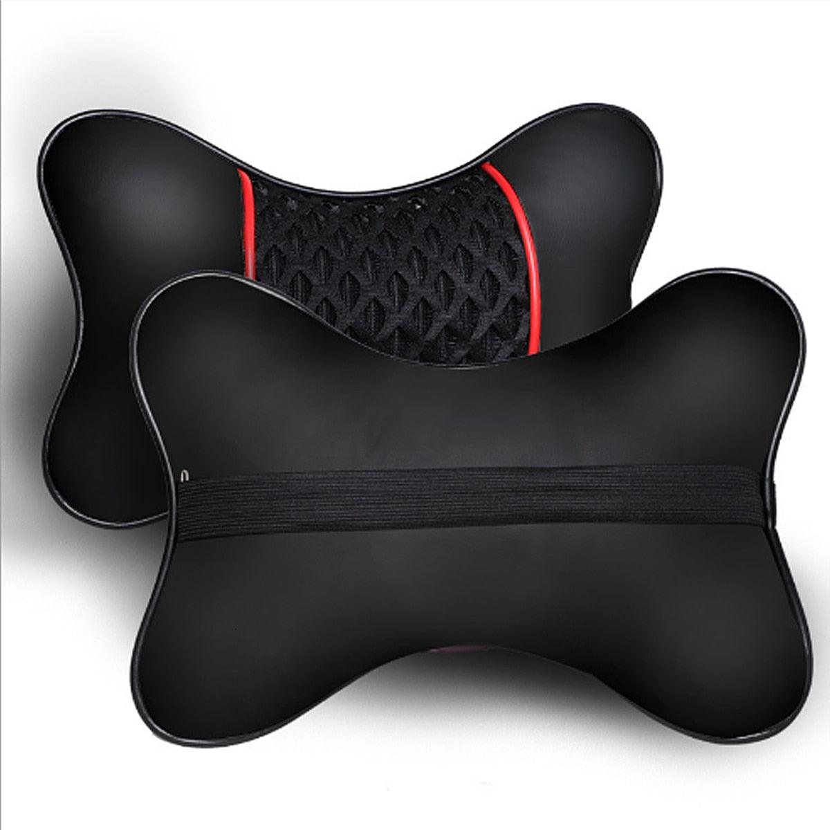 PU Leather Car Neck Pillow – Headrest Cushion (Set of 2)