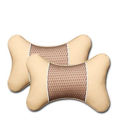 PU Leather Car Neck Pillow – Headrest Cushion (Set of 2)